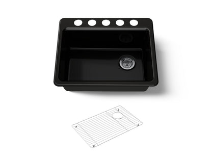KOHLER K-8668-5UA1-7 Riverby 27" undermount single-bowl kitchen sink - Black Black