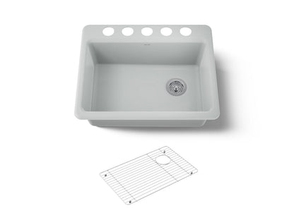 KOHLER K-8668-5UA1-95 Riverby 27" undermount single-bowl kitchen sink - Ice Grey