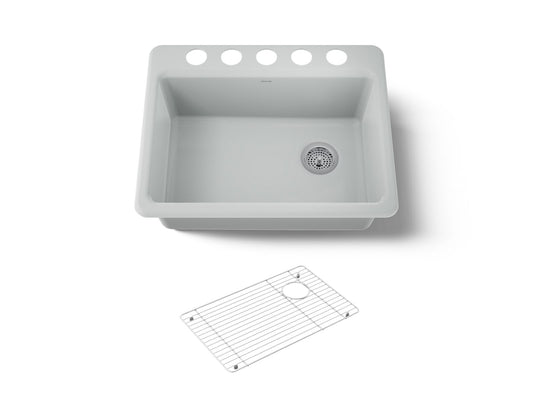 KOHLER K-8668-5UA1-95 Riverby 27" undermount single-bowl kitchen sink - Ice Grey