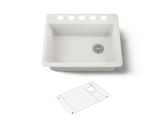 KOHLER K-8668-5UA1-96 Riverby 27" undermount single-bowl kitchen sink - Biscuit