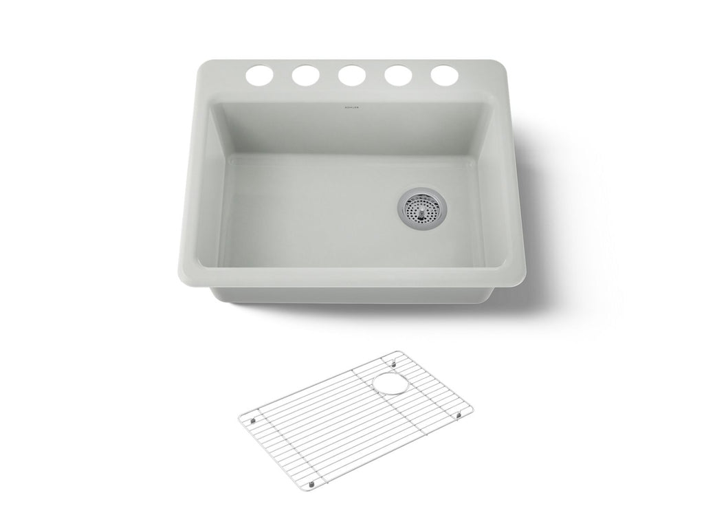 KOHLER K-8668-5UA1-FF Riverby 27" Undermount Single-Bowl Kitchen Sink - Sea Salt