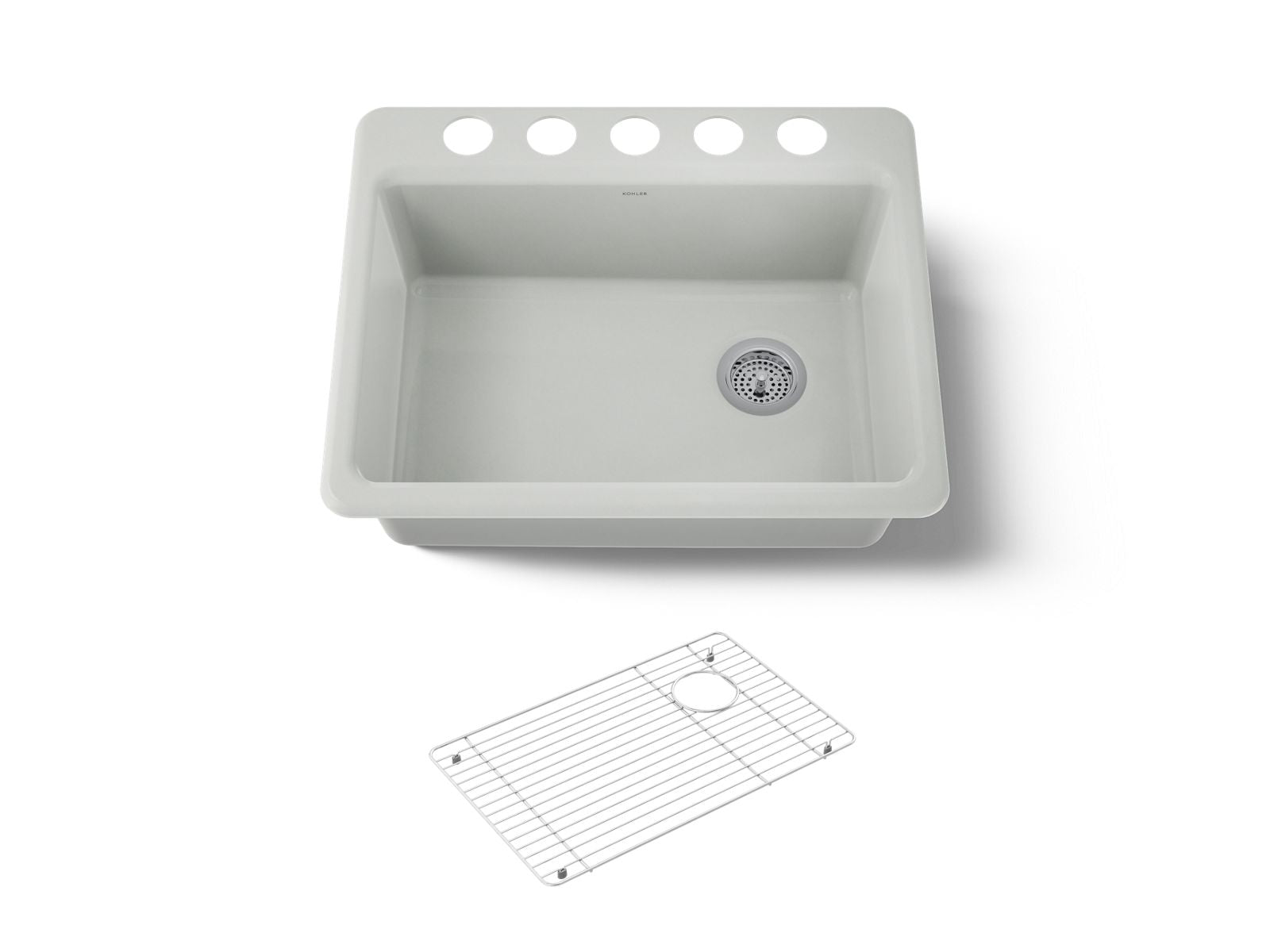 KOHLER K-8668-5UA1-FF Riverby 27" Undermount Single-Bowl Kitchen Sink - Sea Salt
