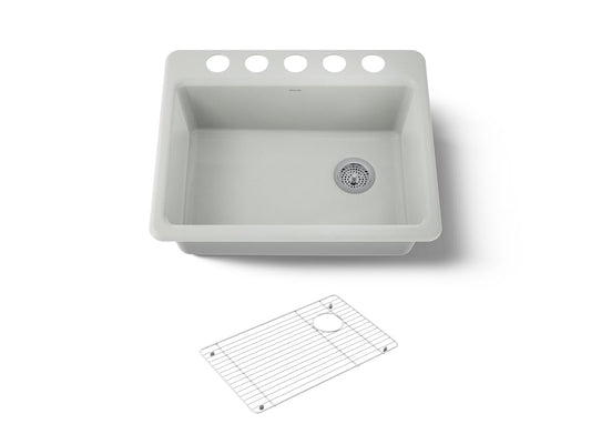 KOHLER K-8668-5UA1-FF Riverby 27" undermount single-bowl kitchen sink - Sea Salt