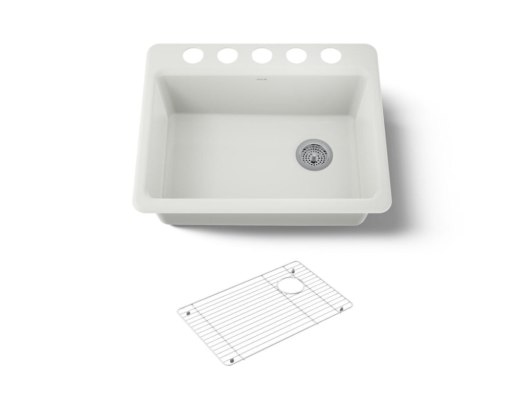 KOHLER K-8668-5UA1-NY Riverby 27" Undermount Single-Bowl Kitchen Sink - Dune