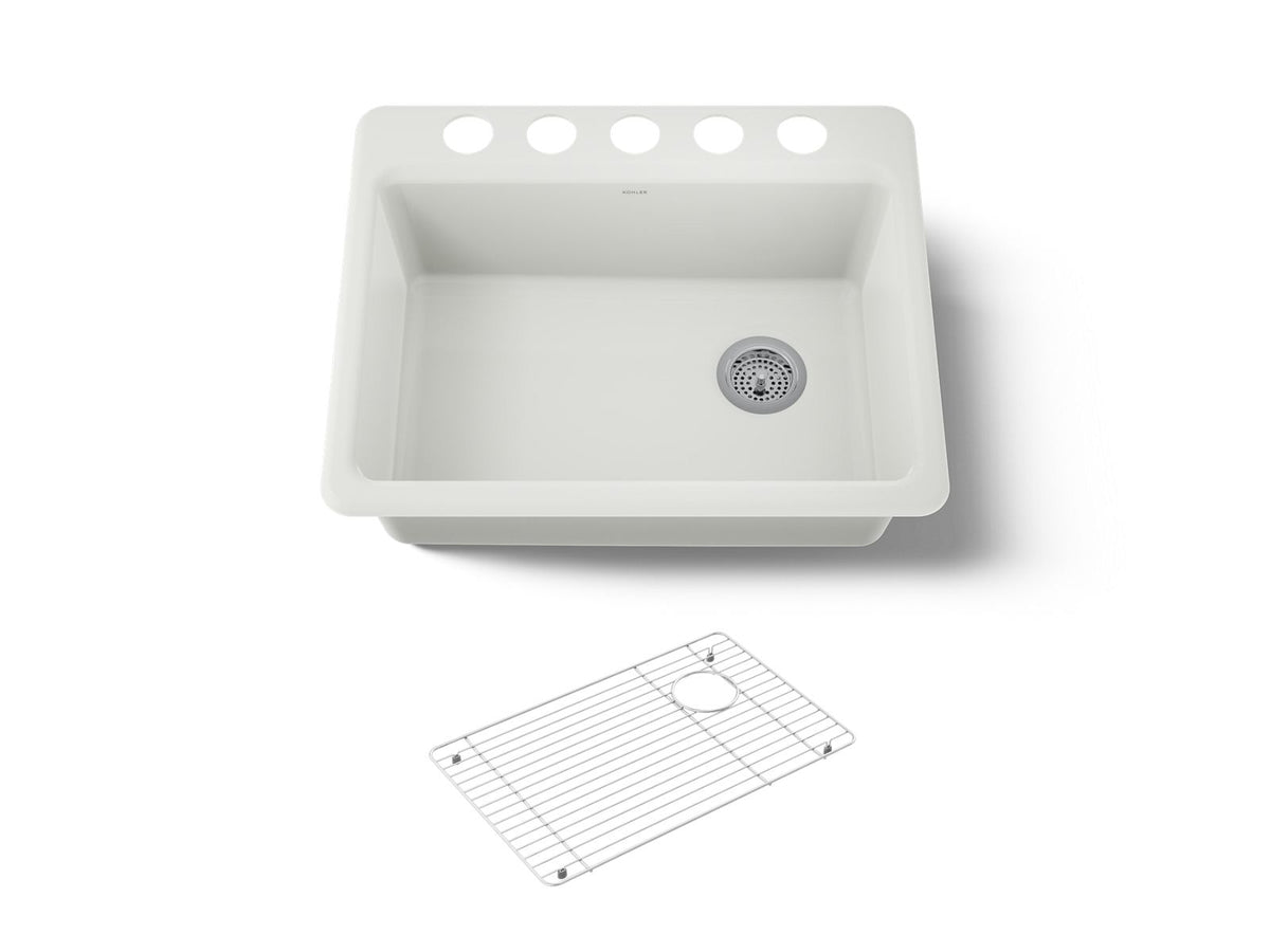 KOHLER K-8668-5UA1-NY Riverby 27" Undermount Single-Bowl Kitchen Sink - Dune