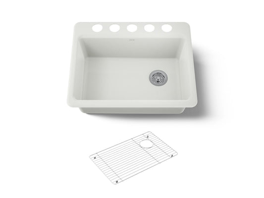 KOHLER K-8668-5UA1-NY Riverby 27" undermount single-bowl kitchen sink - Dune