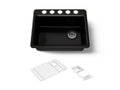 KOHLER K-8668-5UA2-7 Riverby 27" Undermount Single-Bowl Workstation Kitchen Sink - Black Black