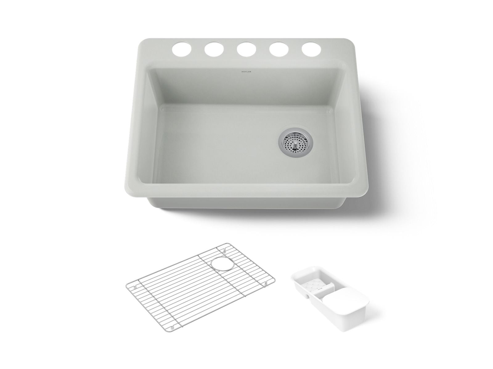 KOHLER K-8668-5UA2-FF Riverby 27" Undermount Single-Bowl Workstation Kitchen Sink - Sea Salt