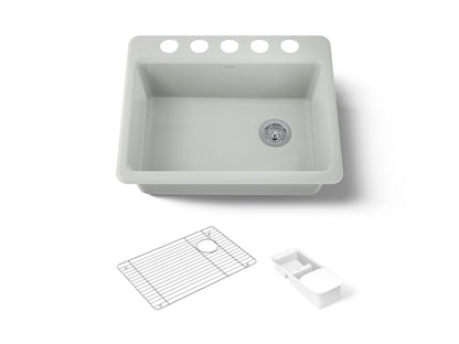 KOHLER K-8668-5UA2-FF Riverby 27" undermount single-bowl workstation kitchen sink - Sea Salt