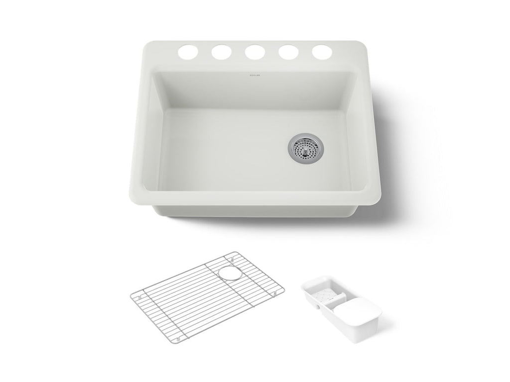 KOHLER K-8668-5UA2-NY Riverby 27" Undermount Single-Bowl Workstation Kitchen Sink - Dune