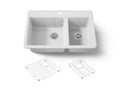 KOHLER K-8669-1A1-0 Riverby 33" Top-Mount Double-Bowl Kitchen Sink - White