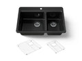 KOHLER K-8669-1A1-7 Riverby 33" Top-Mount Double-Bowl Kitchen Sink - Black Black