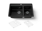 KOHLER K-8669-1A1-7 Riverby 33" Top-Mount Double-Bowl Kitchen Sink - Black Black