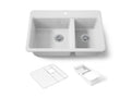 KOHLER K-8669-1A2-0 Riverby 33" Top-Mount Double-Bowl Workstation Kitchen Sink - White