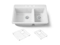 KOHLER K-8669-3A1-0 Riverby 33" Top-Mount Double-Bowl Kitchen Sink - White