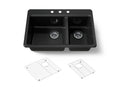 KOHLER K-8669-3A1-7 Riverby 33" Top-Mount Double-Bowl Kitchen Sink - Black Black