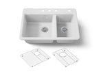 KOHLER K-8669-4A1-0 Riverby 33" Top-Mount Double-Bowl Kitchen Sink - White