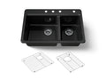 KOHLER K-8669-4A1-7 Riverby 33" Top-Mount Double-Bowl Kitchen Sink - Black Black