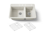 KOHLER K-8669-4A1-96 Riverby 33" Top-Mount Double-Bowl Kitchen Sink - Biscuit