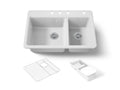 KOHLER K-8669-4A2-0 Riverby 33" Top-Mount Double-Bowl Workstation Kitchen Sink - White