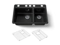 KOHLER K-8669-5UA1-7 Riverby 33" Undermount Double-Bowl Kitchen Sink - Black Black