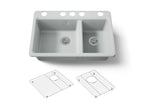 KOHLER K-8669-5UA1-95 Riverby 33" Undermount Double-Bowl Kitchen Sink - Ice Grey
