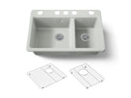 KOHLER K-8669-5UA1-FF Riverby 33" Undermount Double-Bowl Kitchen Sink - Sea Salt
