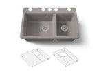 KOHLER K-8669-5UA1-TRF Riverby 33" Undermount Double-Bowl Kitchen Sink - Truffle