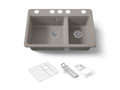 KOHLER K-8669-5UA3-TRF Riverby 33" Undermount Double-Bowl Workstation Kitchen Sink - Truffle
