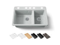 KOHLER K-8669-5UPC-95 Riverby 33" Undermount Double-Bowl Workstation Kitchen Sink - Ice Grey
