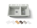 KOHLER K-8669-5UPC-FF Riverby 33" Undermount Double-Bowl Workstation Kitchen Sink - Sea Salt