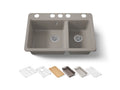 KOHLER K-8669-5UPC-TRF Riverby 33" Undermount Double-Bowl Workstation Kitchen Sink - Truffle