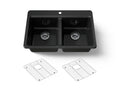KOHLER K-8679-1A1-7 Riverby 33" Top-Mount Double-Bowl Kitchen Sink - Black Black