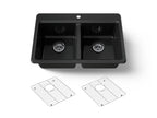 KOHLER K-8679-1A1-7 Riverby 33" Top-Mount Double-Bowl Kitchen Sink - Black Black
