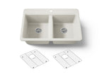 KOHLER K-8679-1A1-96 Riverby 33" Top-Mount Double-Bowl Kitchen Sink - Biscuit
