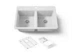 KOHLER K-8679-1A2-0 Riverby 33" Top-Mount Double-Bowl Workstation Kitchen Sink - White