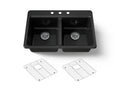 KOHLER K-8679-3A1-7 Riverby 33" Top-Mount Double-Bowl Kitchen Sink - Black Black