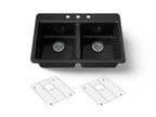 KOHLER K-8679-3A1-7 Riverby 33" Top-Mount Double-Bowl Kitchen Sink - Black Black