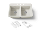 KOHLER K-8679-3A2-96 Riverby 33" Top-Mount Double-Bowl Workstation Kitchen Sink - Biscuit