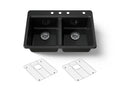 KOHLER K-8679-4A1-7 Riverby 33" Top-Mount Double-Bowl Kitchen Sink - Black Black