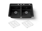 KOHLER K-8679-4A1-7 Riverby 33" Top-Mount Double-Bowl Kitchen Sink - Black Black