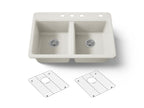 KOHLER K-8679-4A1-96 Riverby 33" Top-Mount Double-Bowl Kitchen Sink - Biscuit