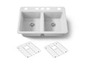 KOHLER K-8679-5UA1-0 Riverby 33" Undermount Double-Bowl Kitchen Sink - White