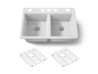KOHLER K-8679-5UA1-0 Riverby 33" Undermount Double-Bowl Kitchen Sink - White