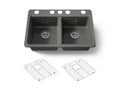 KOHLER K-8679-5UA1-58 Riverby 33" Undermount Double-Bowl Kitchen Sink - Thunder Grey