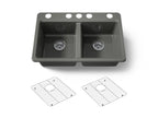 KOHLER K-8679-5UA1-58 Riverby 33" Undermount Double-Bowl Kitchen Sink - Thunder Grey