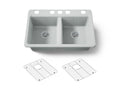 KOHLER K-8679-5UA1-95 Riverby 33" Undermount Double-Bowl Kitchen Sink - Ice Grey