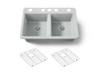 KOHLER K-8679-5UA1-95 Riverby 33" Undermount Double-Bowl Kitchen Sink - Ice Grey