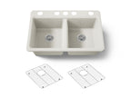KOHLER K-8679-5UA1-96 Riverby 33" Undermount Double-Bowl Kitchen Sink - Biscuit