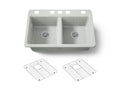 KOHLER K-8679-5UA1-FF Riverby 33" Undermount Double-Bowl Kitchen Sink - Sea Salt